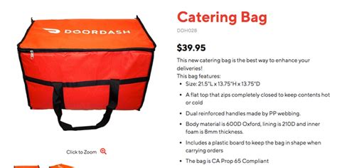 doordash catering bags verification